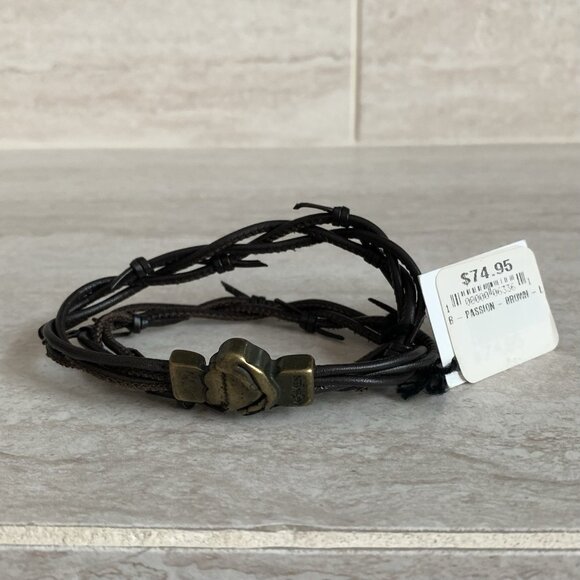 AMEN Passion Brown Leather Bracelet Unisex Double Layer Braid Magnet Lock NWT - Picture 3 of 5